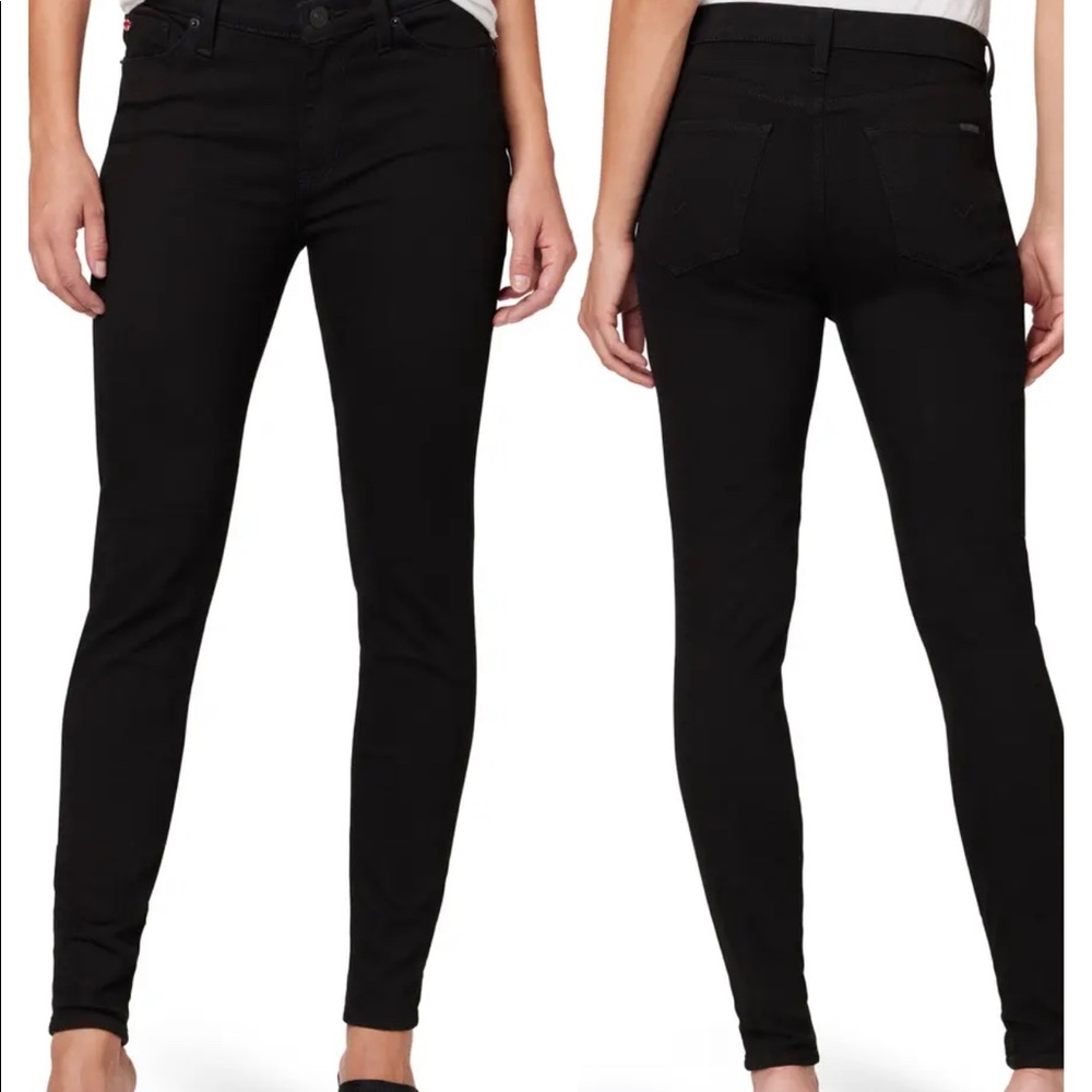 Hudson Midrise Ankle Natalie Super Skinny Jeans Black Stretch Denim Size 34